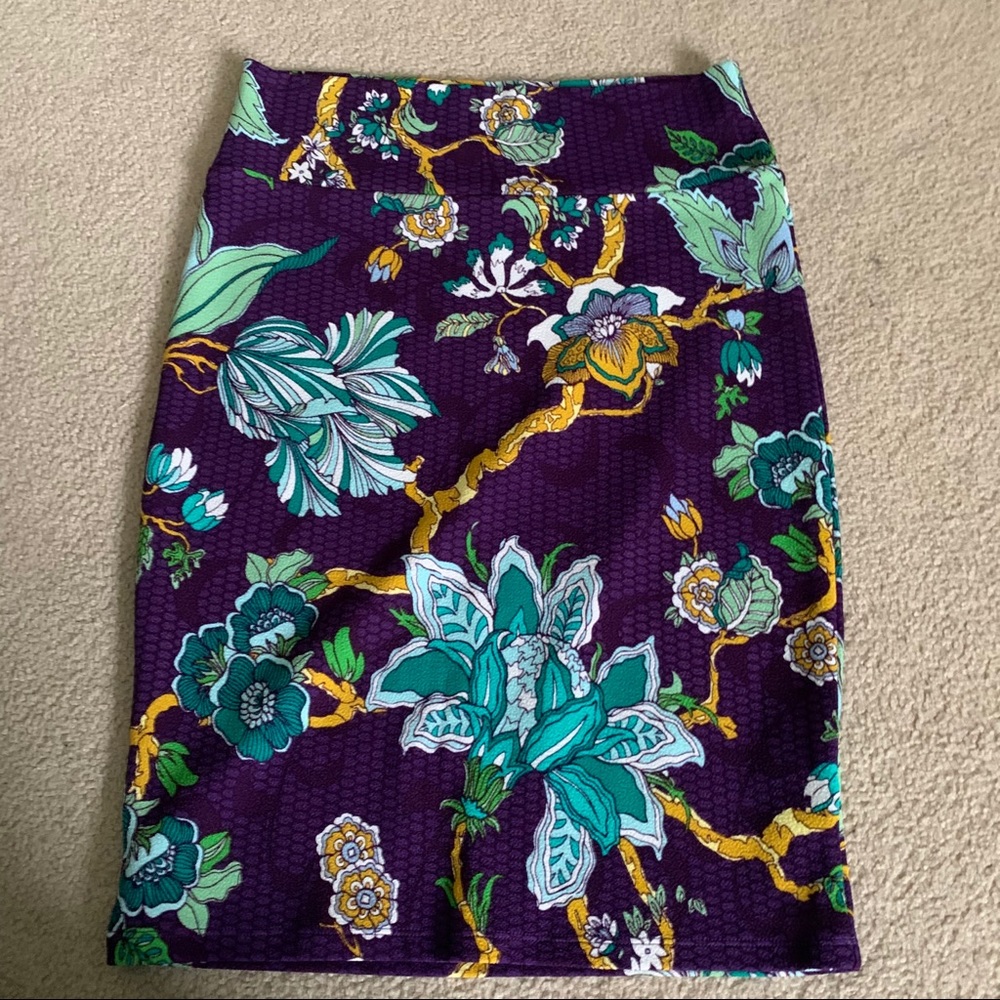 Purple floral pencil skirt